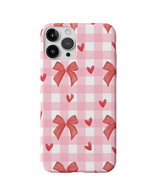 Pink Gingham Bows & Hearts Phone Case β Cute and Playful Design