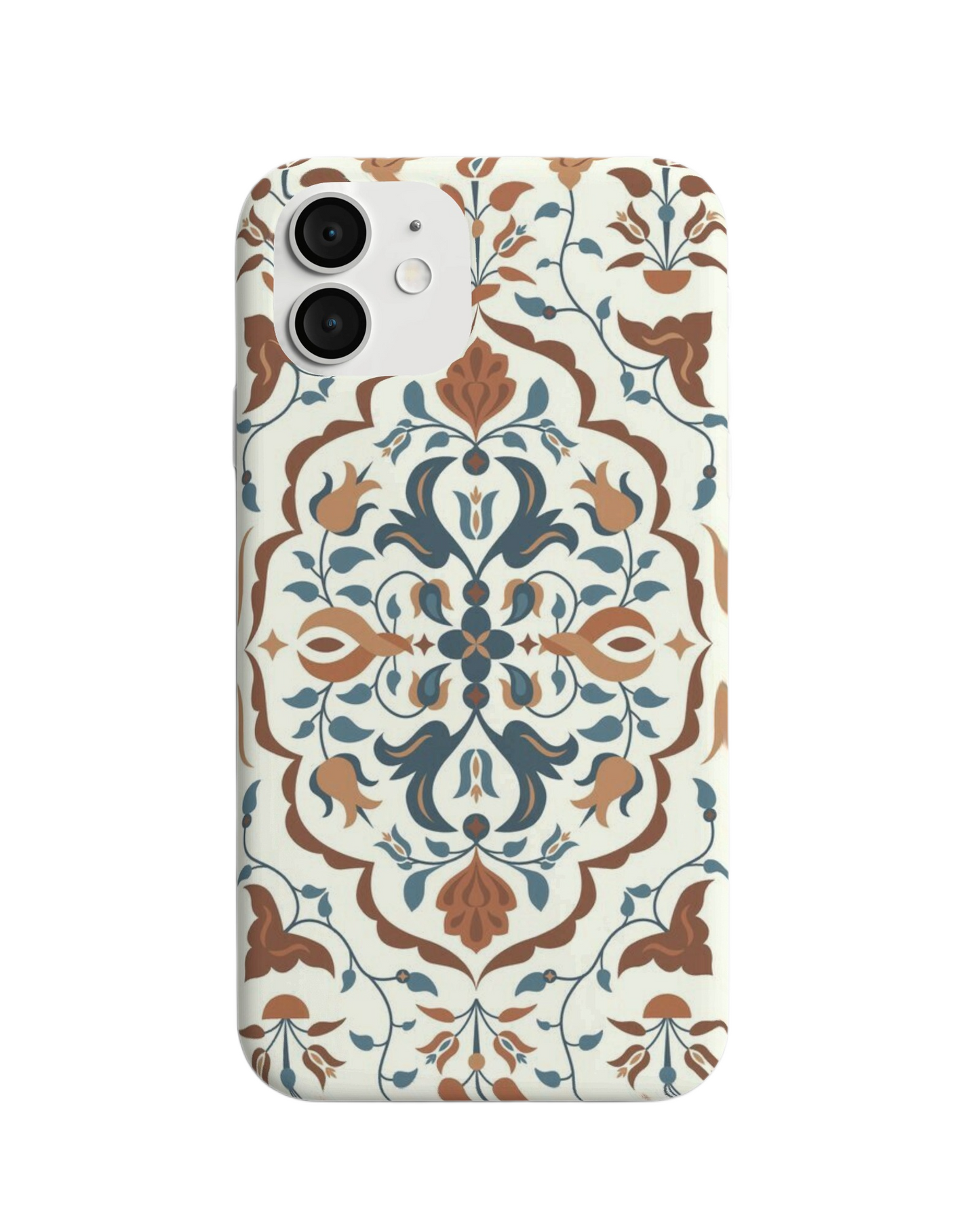 Elegant Vintage-Inspired Floral Phone Case – Blue & Brown Accents