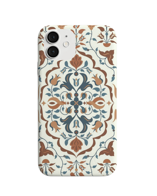 Elegant Vintage-Inspired Floral Phone Case – Blue & Brown Accents