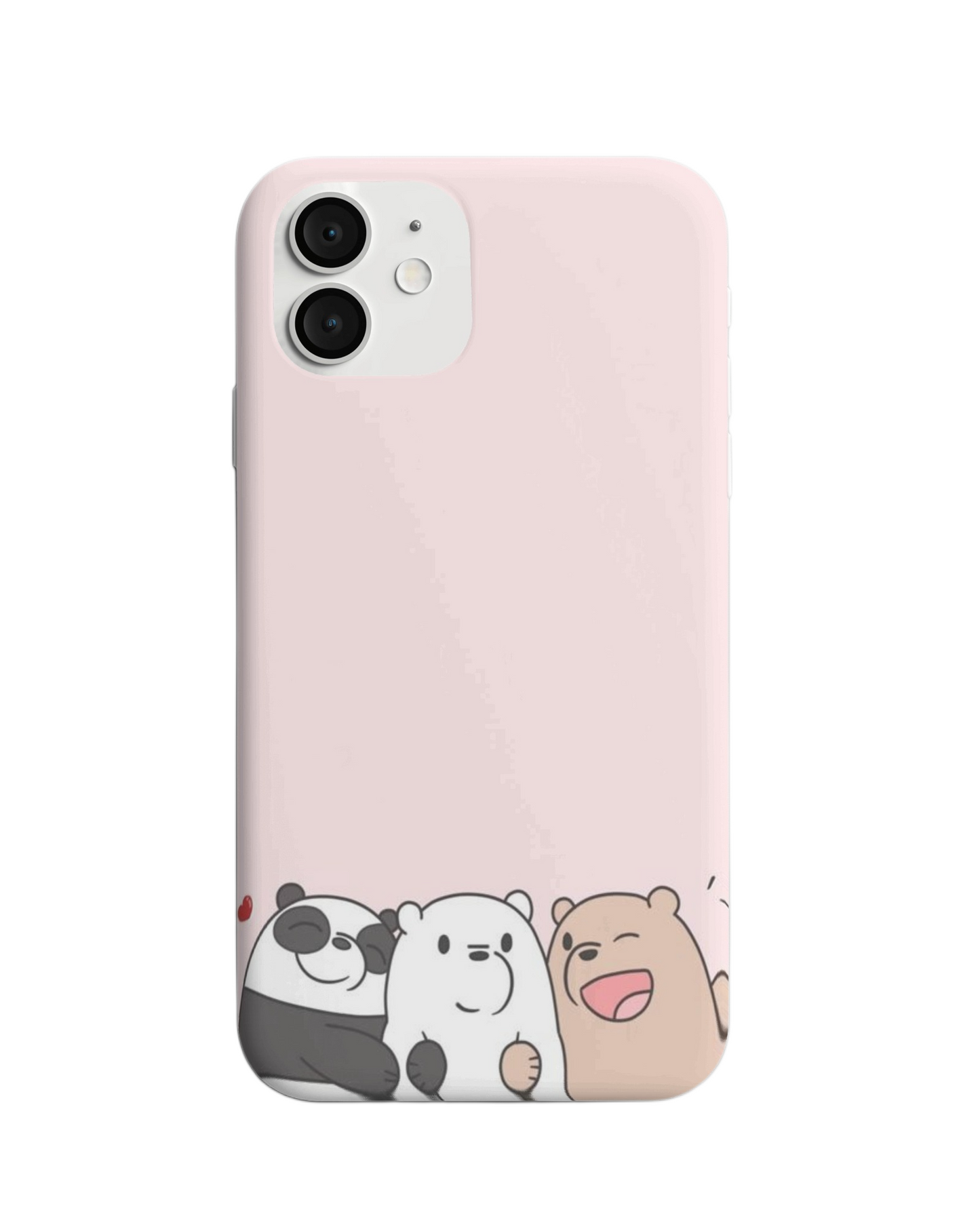 Adorable Bear Trio Phone Case – Soft Pink with Cuddly Vibes