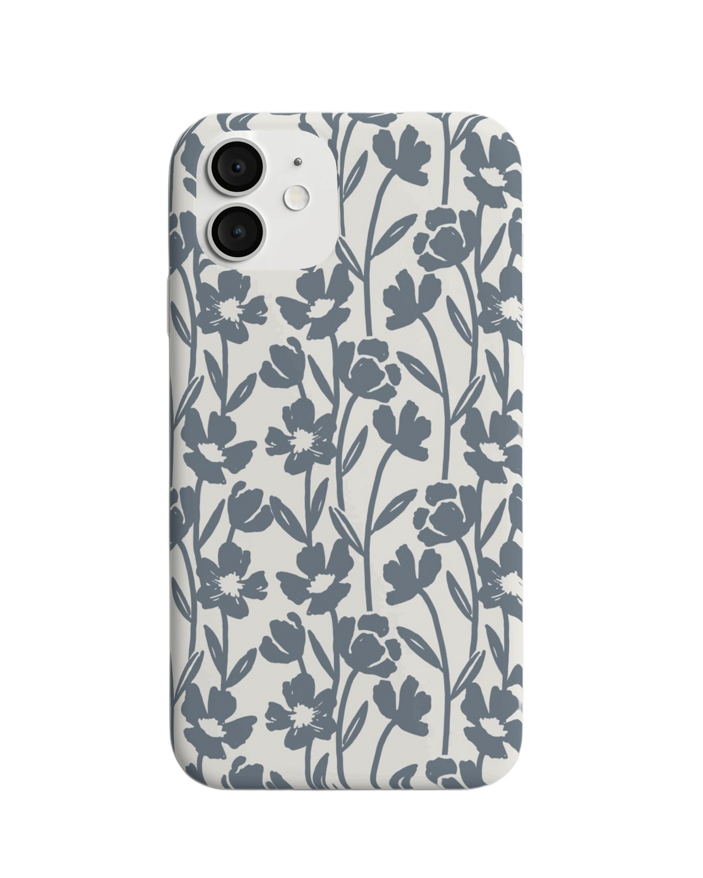 Elegant Blue Floral Phone Case – Minimalist Botanical Design