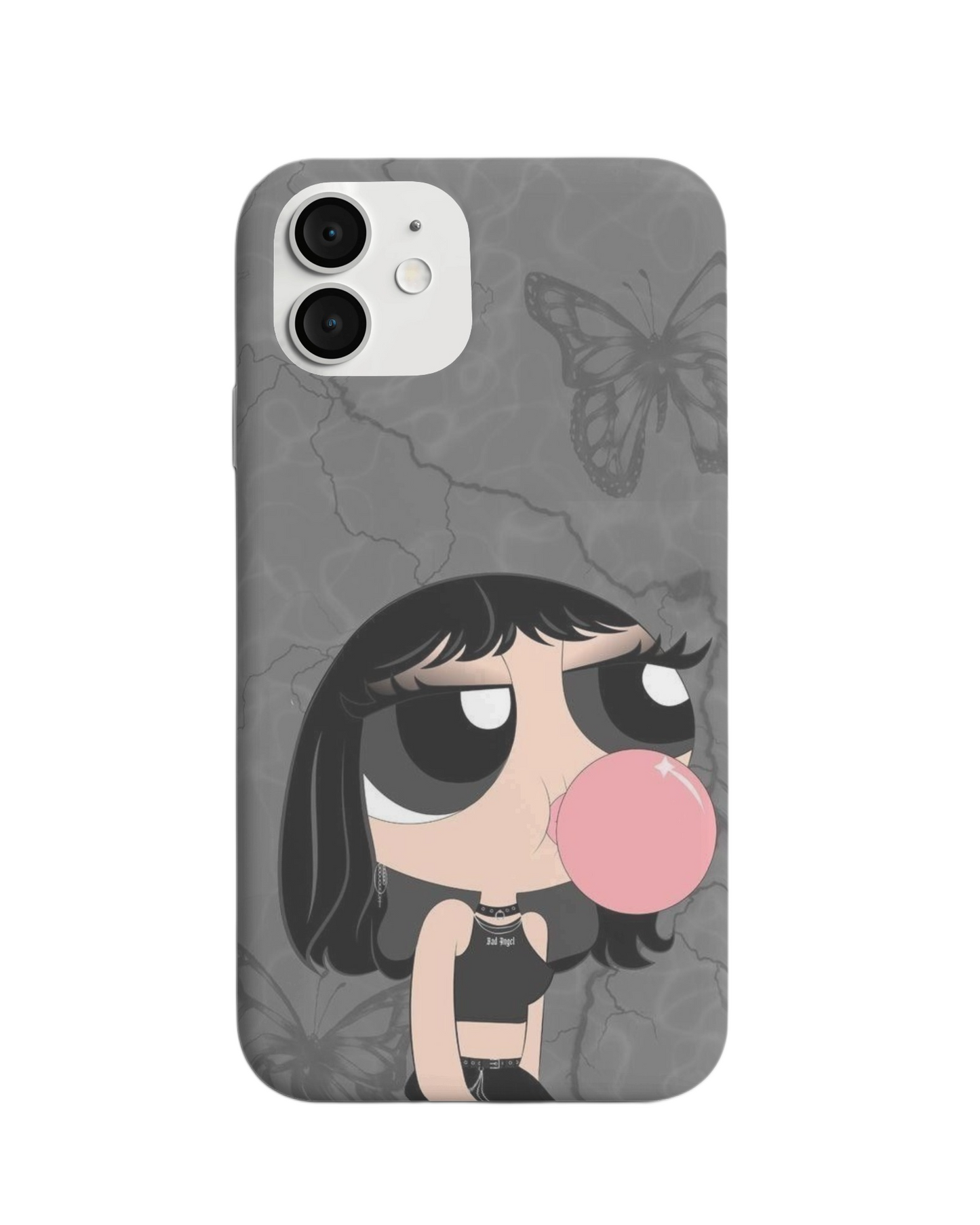 Cute Rebel Girl Cartoon Phone Case – Edgy Aesthetic with Bubblegum Pop