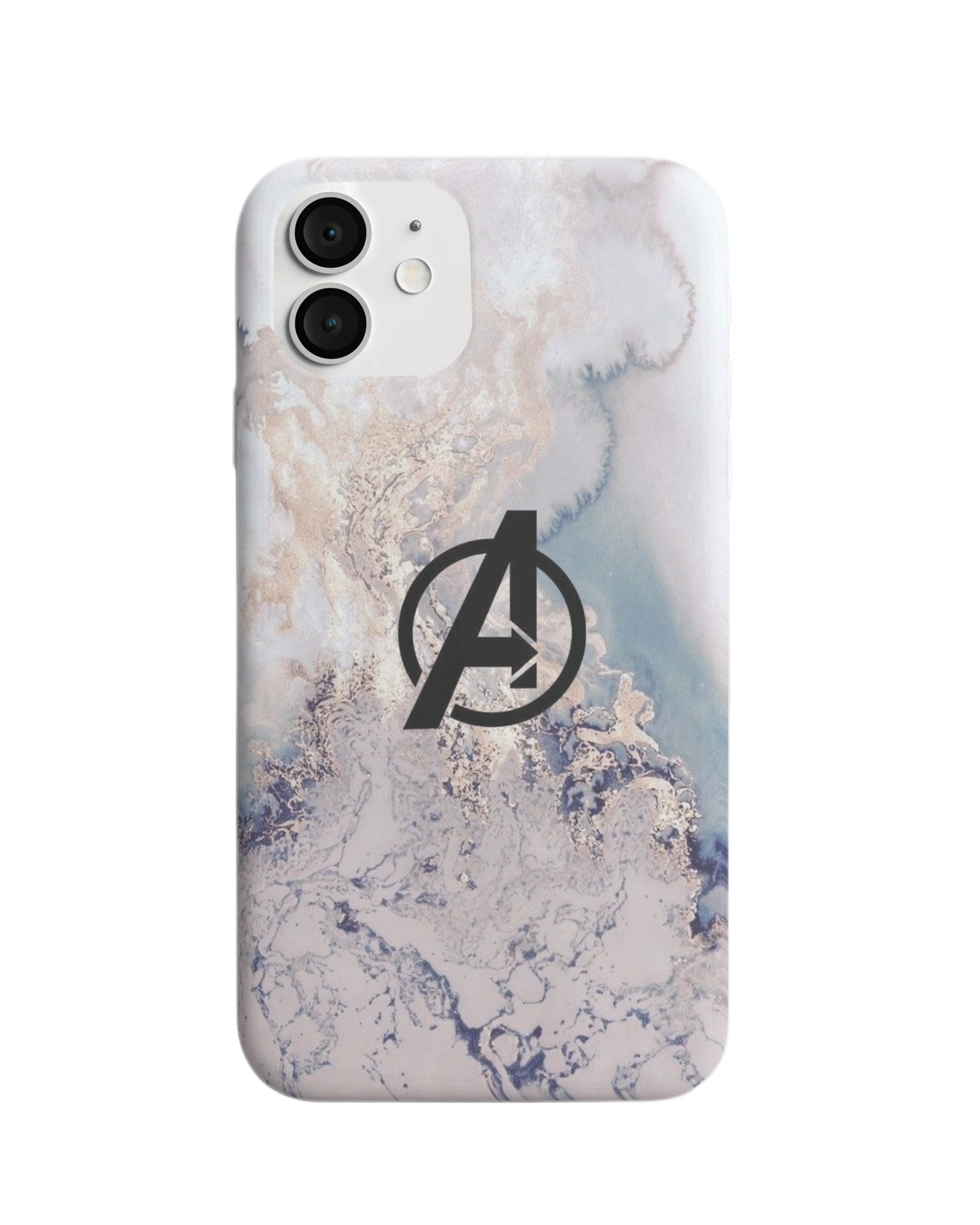 Elegant Hero Emblem Phone Case – Marble Texture with Iconic Symbol
