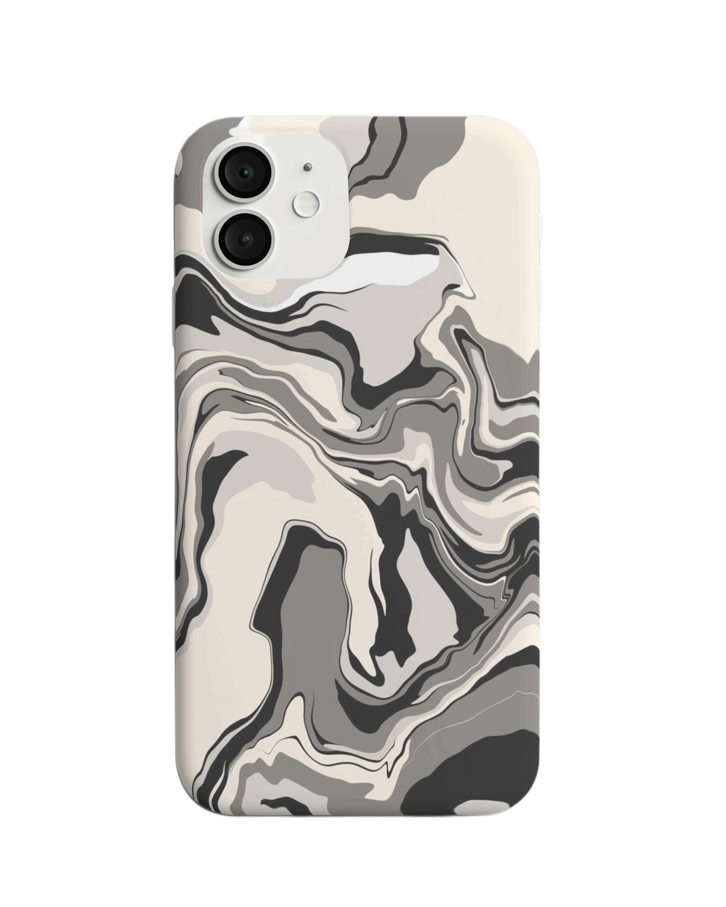 Monochrome Marble Swirl Phone Case – Modern Abstract Design