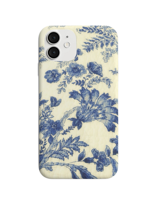 Vintage Blue Floral Porcelain Phone Case – Timeless Elegance