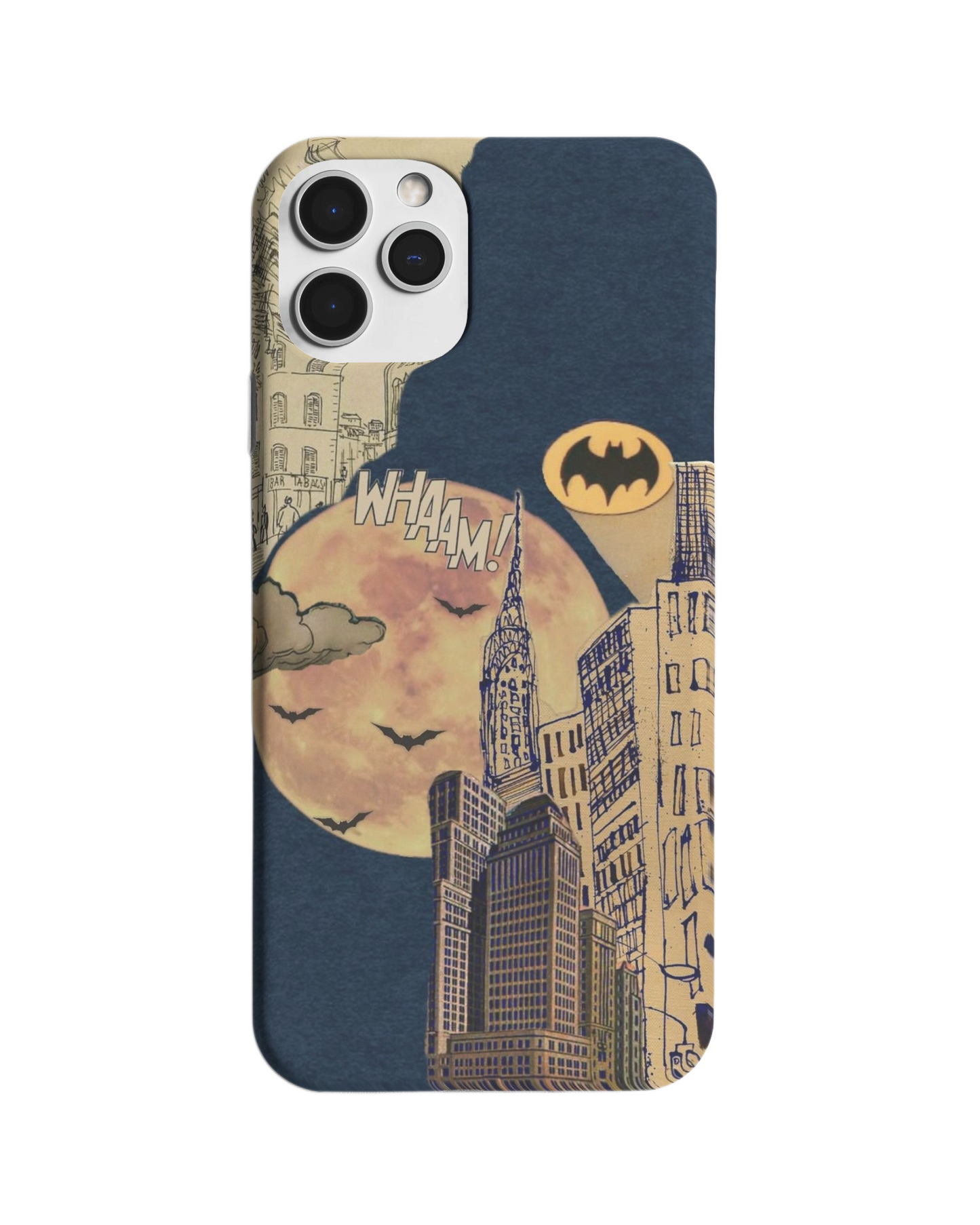 Retro Night Cityscape with Comic Burst Design