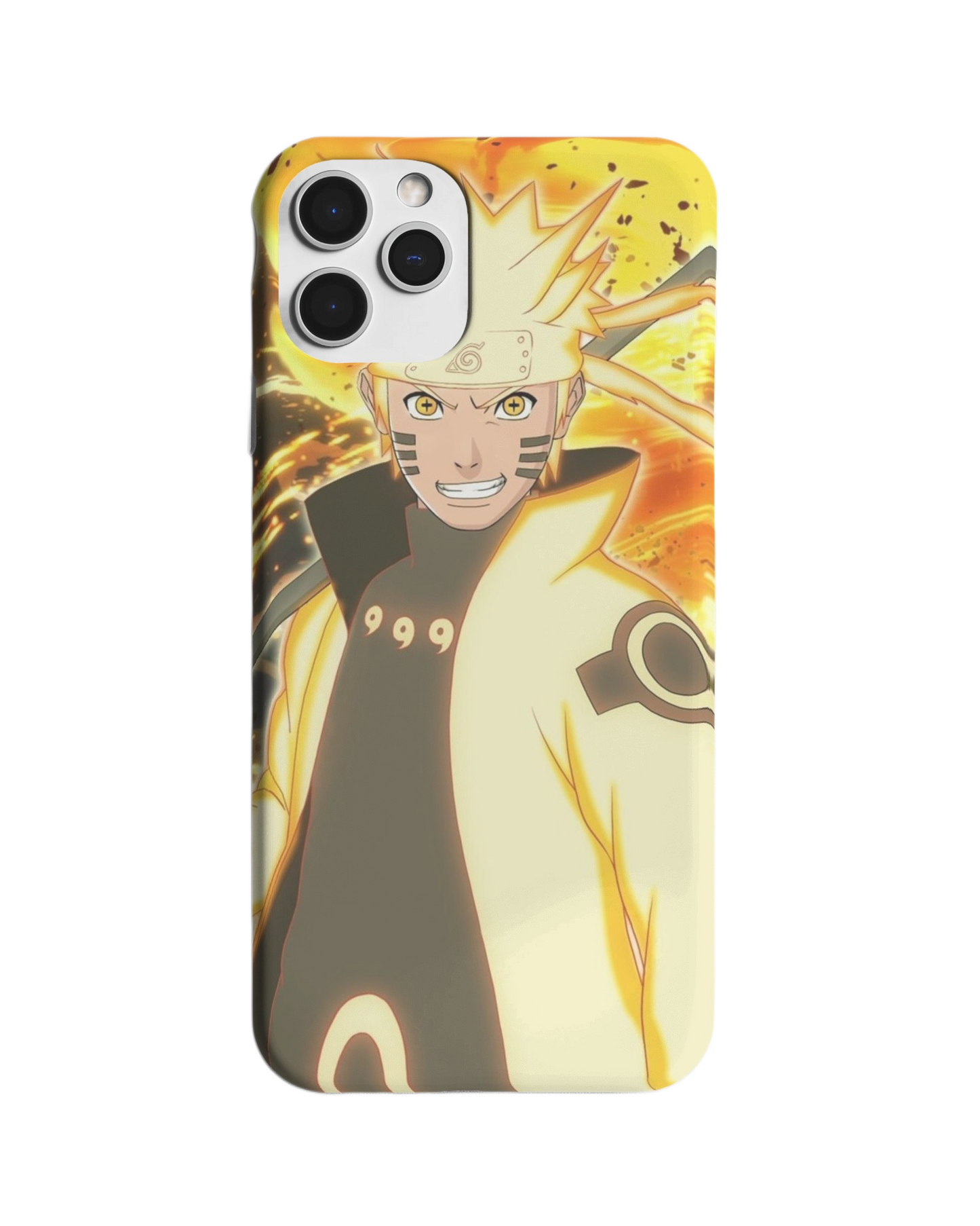 Golden Energy Warrior: Fiery Anime-Inspired Phone Case